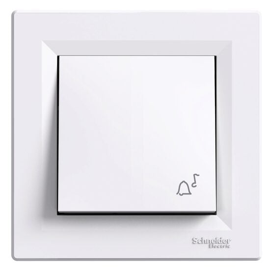 Intrerupator cu revenire, alb, simbol sonerie, 10A, Asfora Schneider Electric, EPH0800121