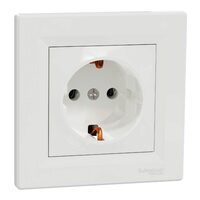Priza simpla, alba, 16A, 2P+E, impamantare, Asfora Schneider Electric, EPH2900121