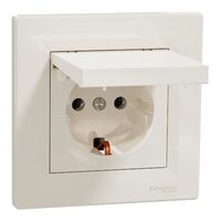 Priza simpla, crem, cu capac, 16A, 2P+E, Asfora Schneider Electric, EPH3100123