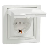 Priza simpla, alba, cu capac, 16A, 2P+E, IP44, Asfora Schneider Electric, EPH3100321