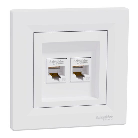 Priza date 2xRJ45 cat.5e UTP, alba, Asfora Schneider Electric, EPH4400121