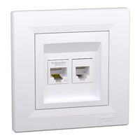 Priza date  RJ45 + RJ12, cat.5e UTP, alba, Asfora Schneider Electric, EPH4900121