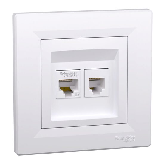 Priza date  RJ45 + RJ12, cat.5e UTP, alba, Asfora Schneider Electric, EPH4900121