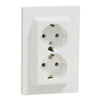 Priza dubla, alba, 16A, 2P+E, standard German, Asfora Schneider Electric, EPH9900121