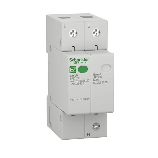 Protectie supratensiune | Descarcator modular de protectie contra supratensiunii 1P+N, 275V, Schneider Electric Easy9 EZ9L33620