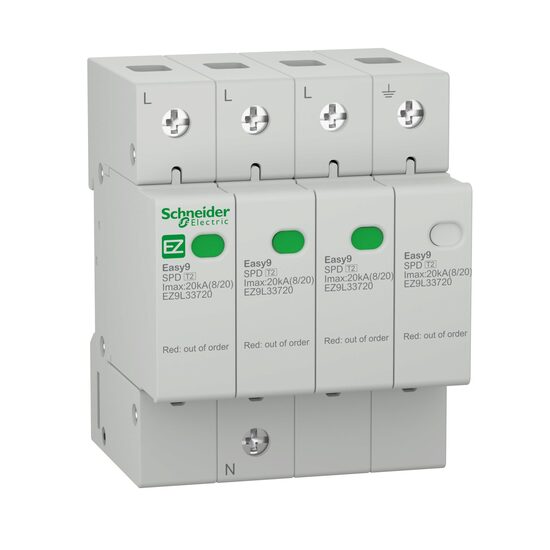 Protectie supratensiune | Descarcator modular de protectie contra supratensiunii 3P+N, 275V, Schneider Electric Easy9 EZ9L33220