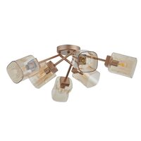 Plafoniera clasica aurie abajururi sticla champagne 6xE14/28W, Merida 02-988 Smarter
