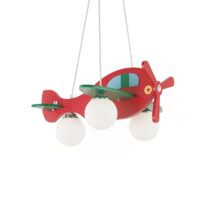Candelabru copii rosu abajururi sticla 3xE14/28W, Avion SP3 136318 Ideal Lux