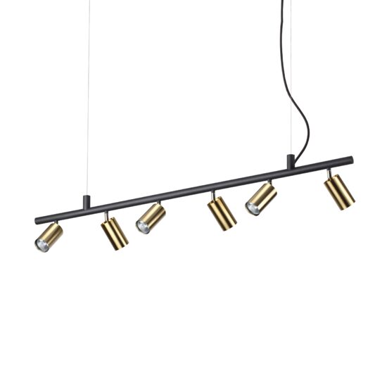 Lustra cu spoturi aurii dispersoare reglabile 6xGU10/28W, Dynamite SP6 244648 Ideal Lux