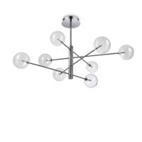 Candelabru modern cromat abajururi sticla 8xG4/2W, Equinoxe SP8 275178 Ideal Lux