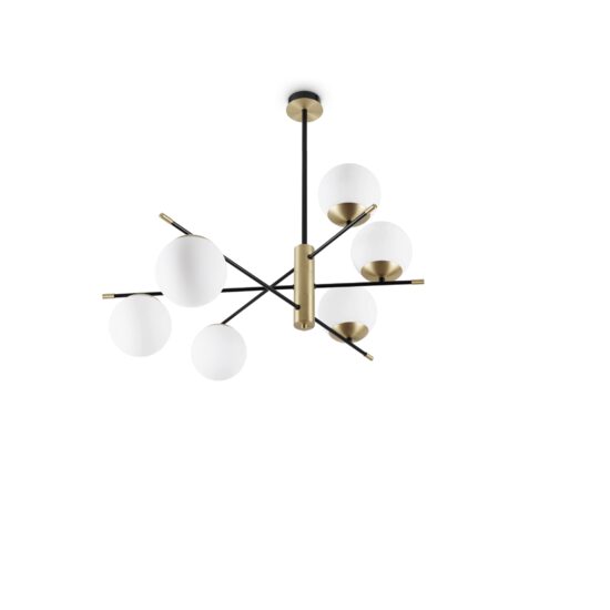 Candelabru stil industrial abajururi sticla 6xE14/28W, Gourmet PL6 289496 Ideal Lux