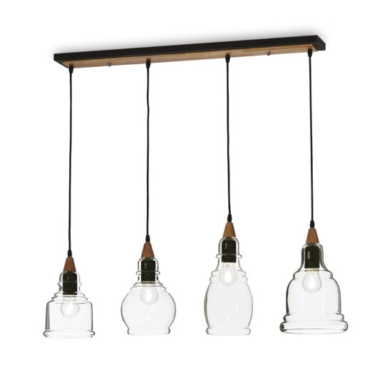 Candelabru modern abajururi sticla transparenta 4xE27/60W, Gretel SP4 122557 Ideal Lux