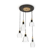 Candelabru modern abajururi sticla transparenta 5xE27/60W, Gretel SP5 103174 Ideal Lux