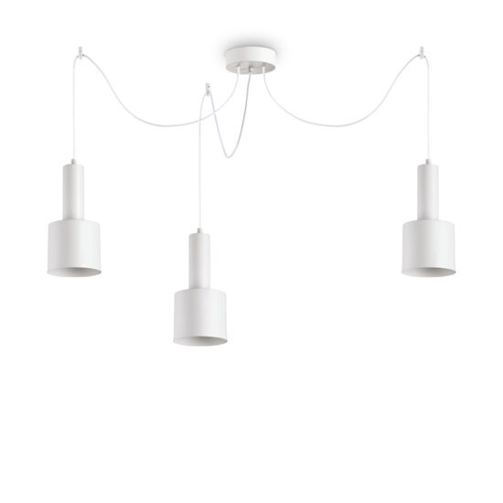 Candelabru modern alb abajururi cilindrice 3xE27/60W, Holly SP3 231587 Ideal Lux