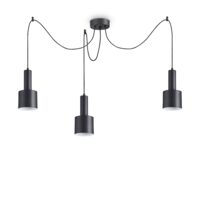 Candelabru modern negru abajururi cilindrice 3xE27/60W, Holly SP3 231594 Ideal Lux