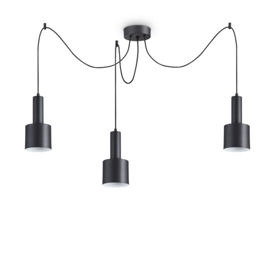 Candelabru modern negru abajururi cilindrice 3xE27/60W, Holly SP3 231594 Ideal Lux