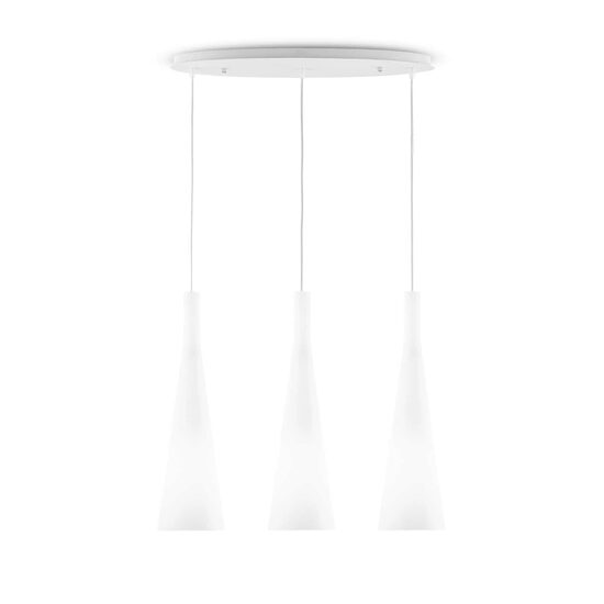 Lustra moderna alba abajur conic sticla 3xE27/42W, Milk SP3 030326 Ideal Lux