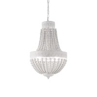 Candelabru clasic alb, perle din lemn natural, 6xE14/40W, Monet SP6 162751, Ideal Lux