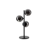 Veioza moderna neagra abajururi sticla fumurie 3xG9/15W, Perlage TL3 292465 Ideal Lux