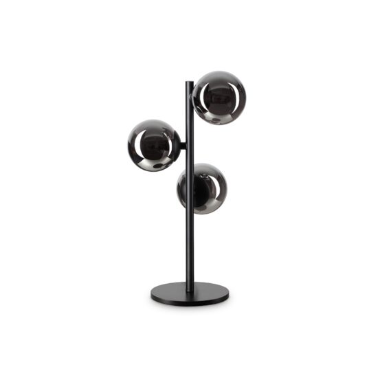 Veioza moderna neagra abajururi sticla fumurie 3xG9/15W, Perlage TL3 292465 Ideal Lux