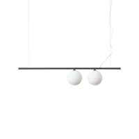 Candelabru modern negru abajururi sticla 2xG9/40W, Perline SP2 306995 Ideal Lux