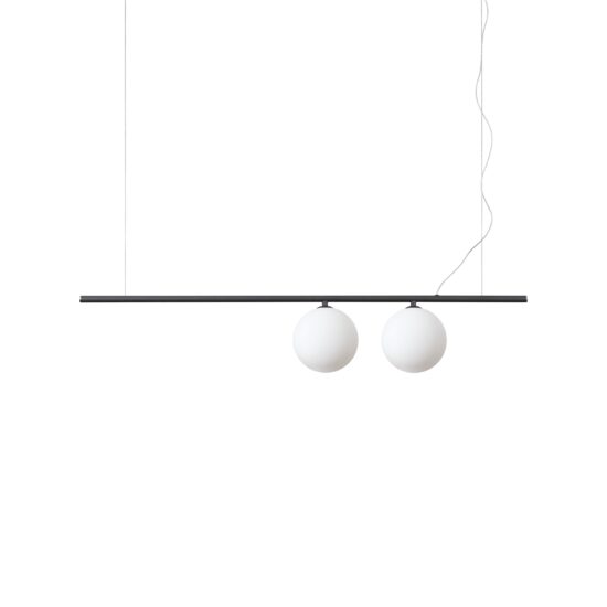 Candelabru modern negru abajururi sticla 2xG9/40W, Perline SP2 306995 Ideal Lux