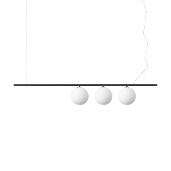 Candelabru modern negru abajururi sticla 3xG9/40W, Perline SP3 307008 Ideal Lux