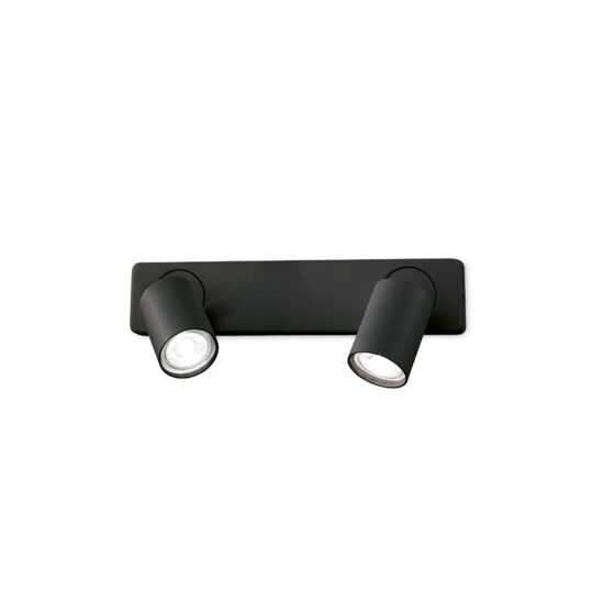 Spot modern negru dispersor rotativ 2xGU10/35W, Rudy AP2 Round 229034 Ideal Lux