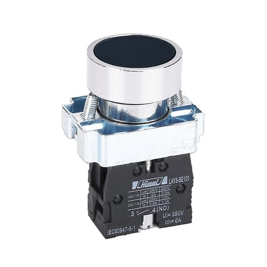 Buton metalic, negru, incastrat, 1NO, Himel HLAY5BA21