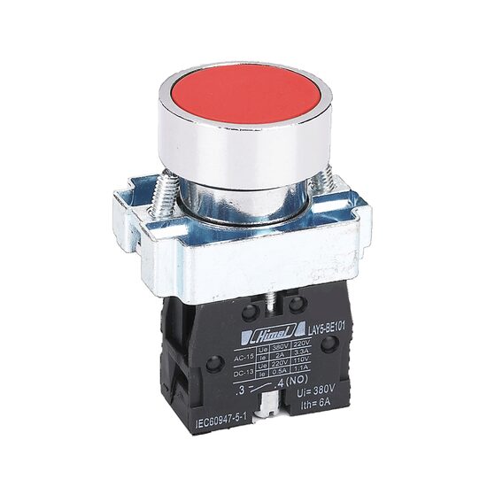 Buton metalic, rosu, incastrat, 1NC, Himel HLAY5BA42
