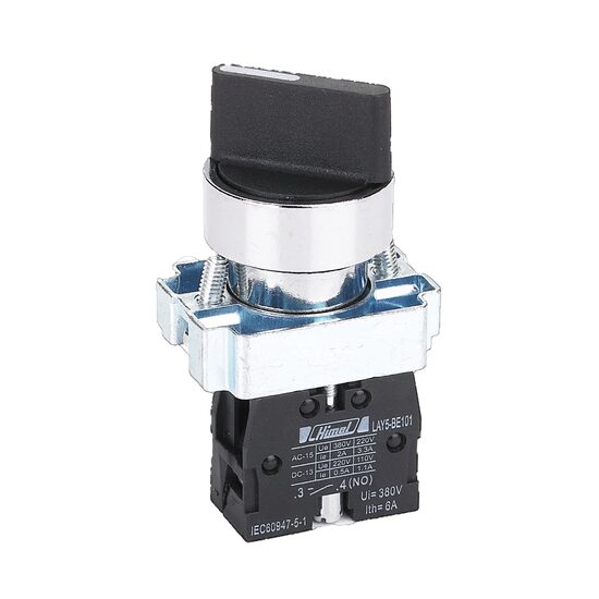 Buton metalic selector, 3 pozitii revenire, 2NO, Himel HLAY5BD53