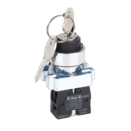 Buton metalic cu cheie, 2 pozitii retinere, 1NO, Himel HLAY5BG21