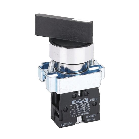 Buton metalic selector lung, 2 pozitii retinere, 1NO, Himel HLAY5BJ21