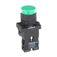 Buton metalic iluminat, verde, incastrat, 220V LED, 1NO, Himel HLAY5BW33M1L