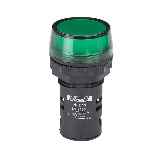 Lampa semnalizare LED din plastic, 24V, AC/DC, verde, Himel HLD1122C21B3