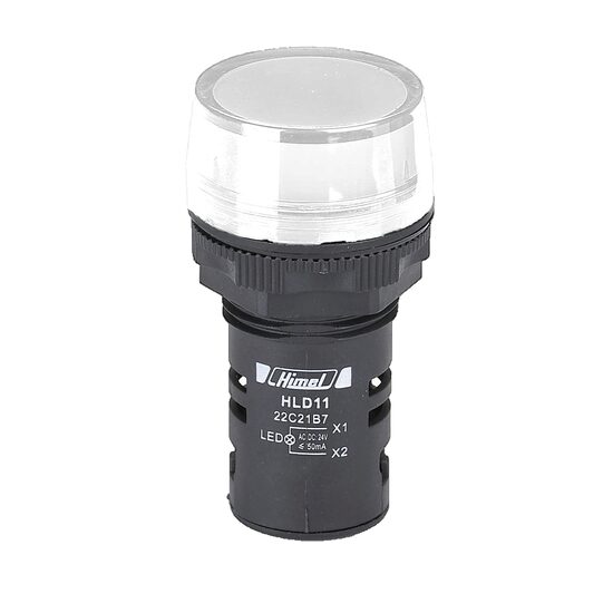 Lampa semnalizare LED din plastic, 24V, AC/DC, alb, Himel HLD1122C21B7