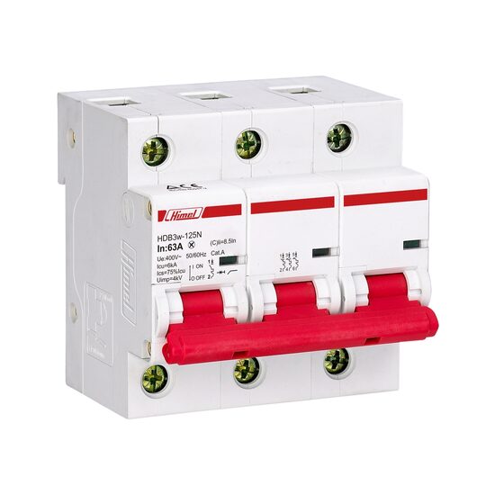Siguranta automata HDB3w-125, 3P, 80A, curba C, 10kA, Himel HDB3w125H3C80