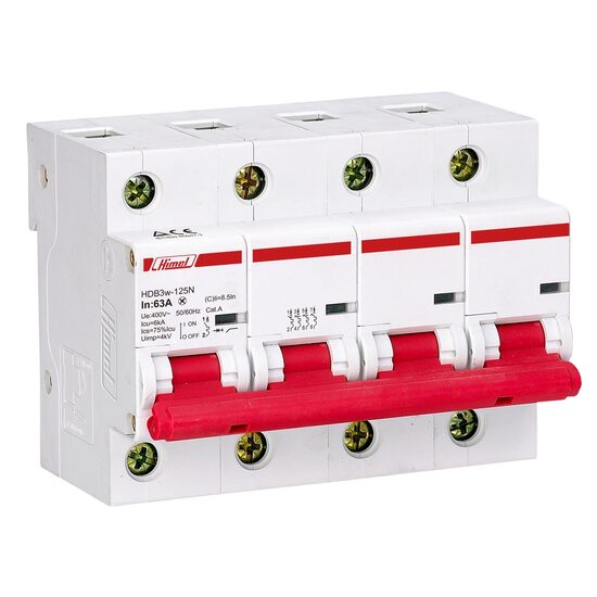 Siguranta automata HDB3w-125, 4P, 80A, curba C, 10kA, Himel HDB3w125H4C80