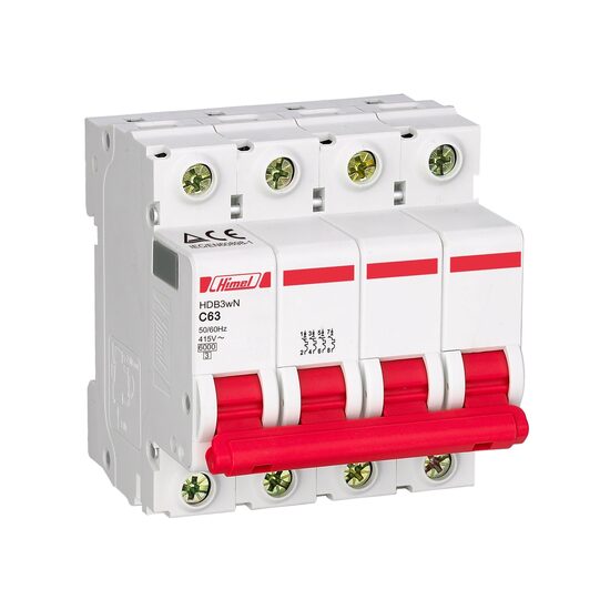 Siguranta automata HDB3w, 4P, 20A, curba C, 4.5kA, Himel HDB3wL4C20