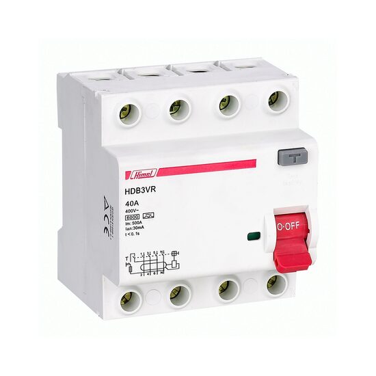Siguranta diferentiala | Protectie diferentiala HDB3VR, 4P, 25A, 100mA, tip AC, Himel HDB3VR425YC