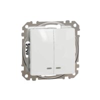 Intrerupator dublu alb indicator luminos albastru Sedna Design, Schneider Electric SDD111105L