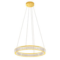 Lustra Akala moderna aurie cu cristale, dimmabila in 3 pasi, LED 35W/4644lm/3000K, CRI90, IAK PR M, Incanti