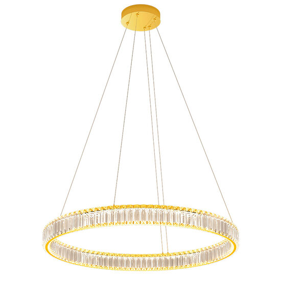 Lustra Akala moderna aurie cu cristale, dimmabila in 3 pasi, LED 49W/5968lm/3000K, CRI90, IAK PR L, Incanti