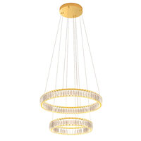 Lustra Akala moderna aurie cu cristale, dimmabila in 3 pasi, LED 58W/7404lm/3000K, CRI90, IAK PR S+M, Incanti