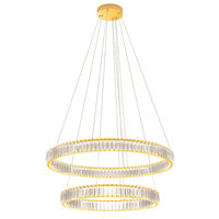 Lustra Akala moderna aurie cu cristale, dimmabila in 3 pasi, LED 84W/10612lm/3000K, CRI90, IAK PR M+L, Incanti