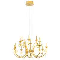 Candelabru Chateau modern auriu, dispersor din silicon, LED 119W/13160lm/3000K, CRI80, ICH C16 11, Incanti