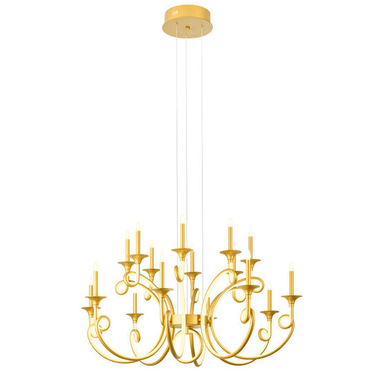 Candelabru Chateau modern auriu, dispersor din silicon, LED 119W/13160lm/3000K, CRI80, ICH C16 11, Incanti
