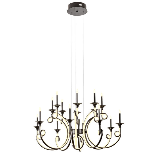 Candelabru Chateau modern negru, dispersor din silicon, LED 119W/13160lm/3000K, CRI80, ICH C16 22, Incanti