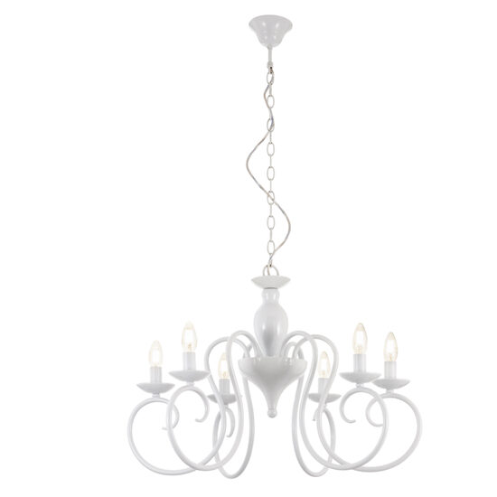 Candelabru Circe modern alb, 6 brate, 6xE27/42W, ICI C6 01, Incanti