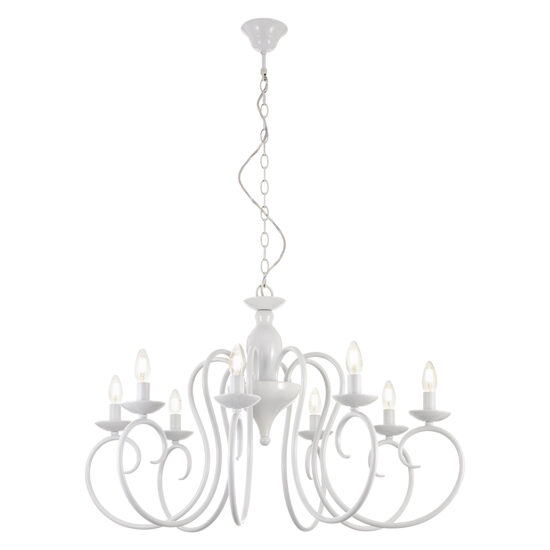 Candelabru Circe modern alb, 8 brate, 8xE27/42W, ICI C8 01, Incanti